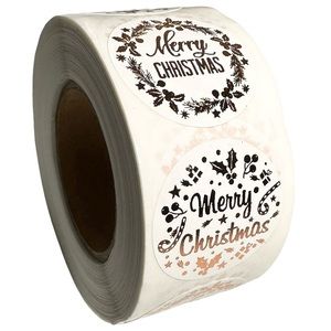 K 🎄Christmas Stickers 1" Round 500ct Labels 2 Designs Thank You